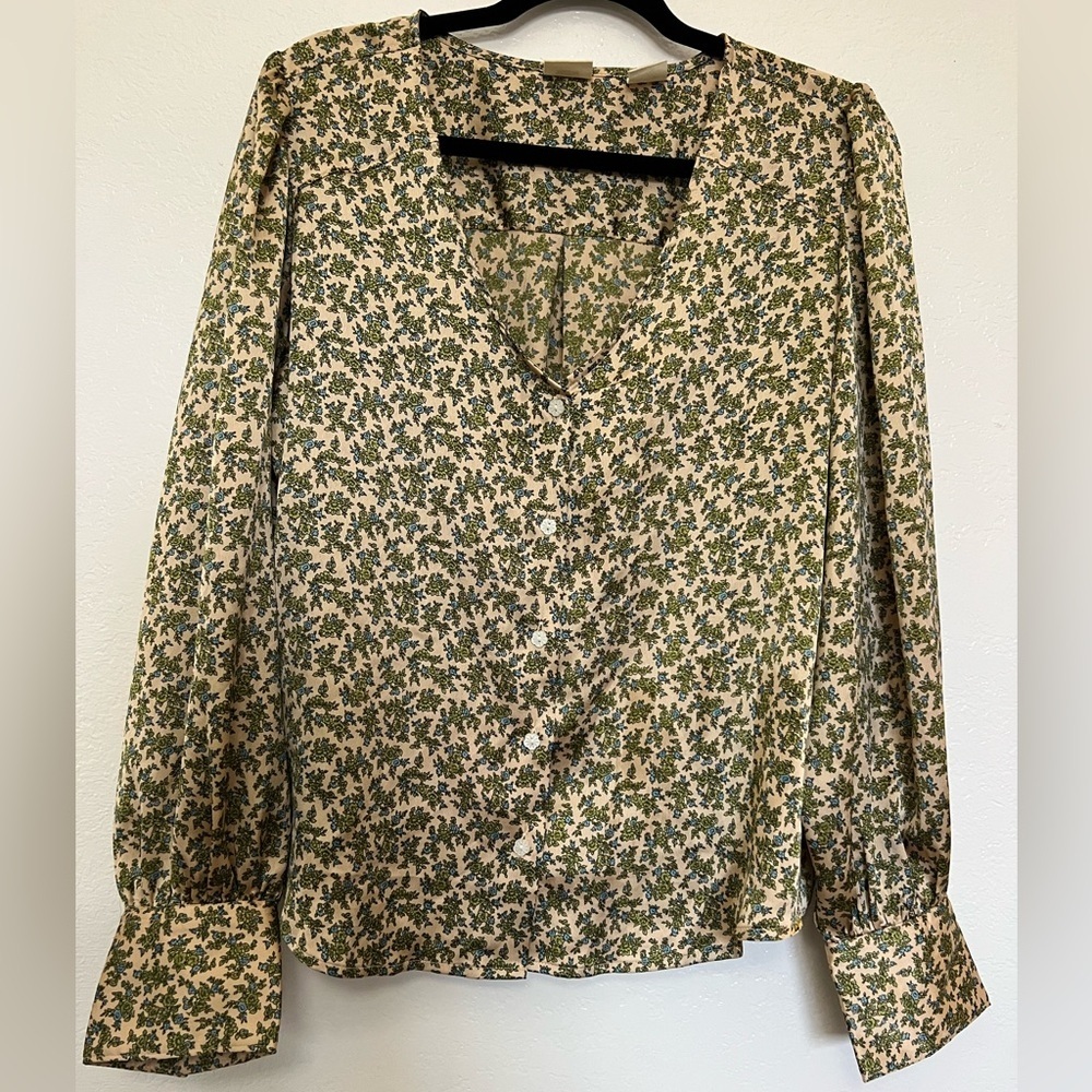 Levi's Floral Blouse - Green and Cream Size XL - Picture 2 of 14